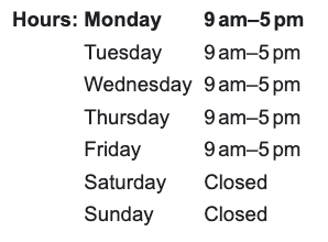 Google Business Profile display of a business' opening hours